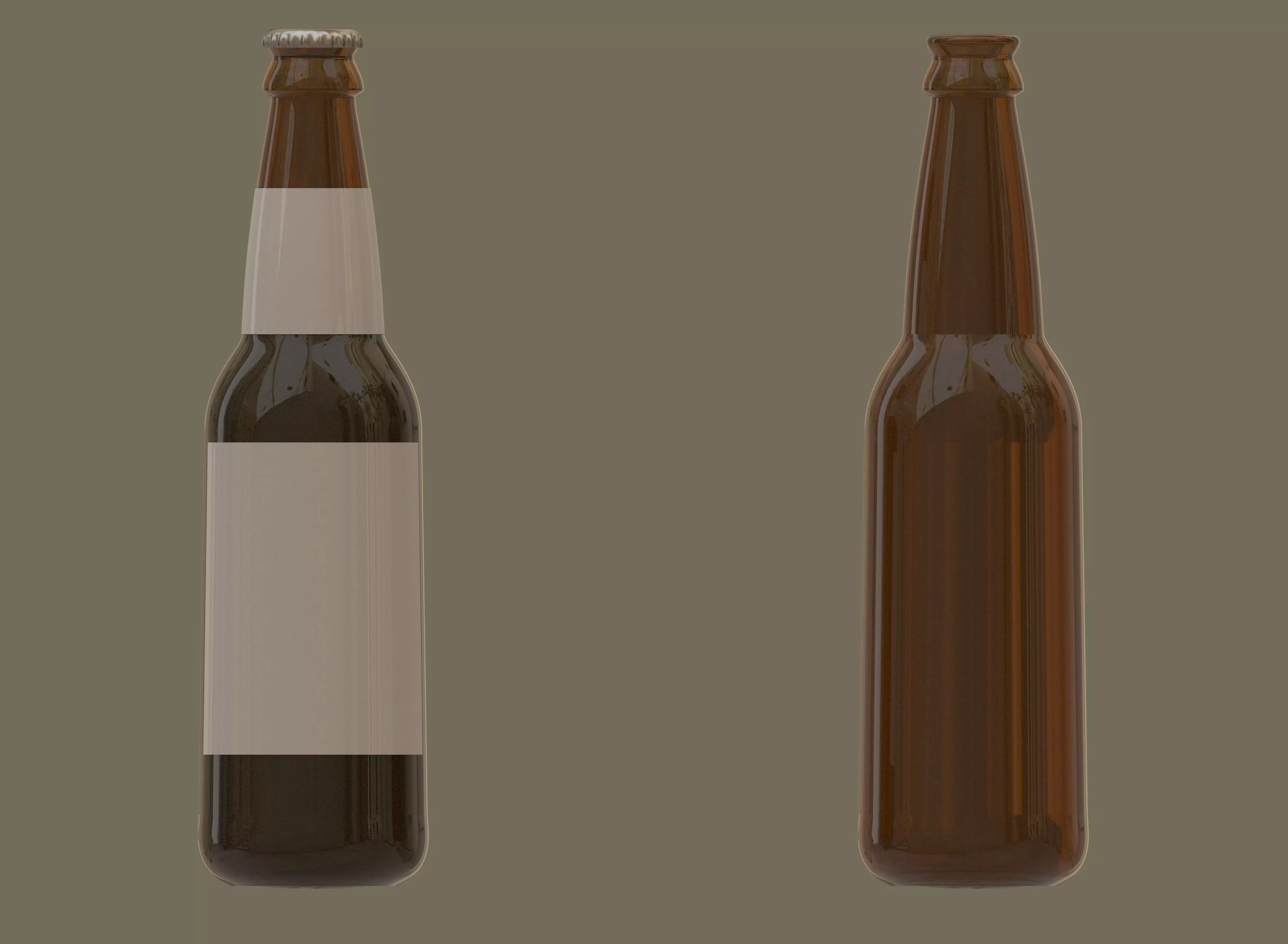 Beer bottles full and empty Low-poly 3D model_0