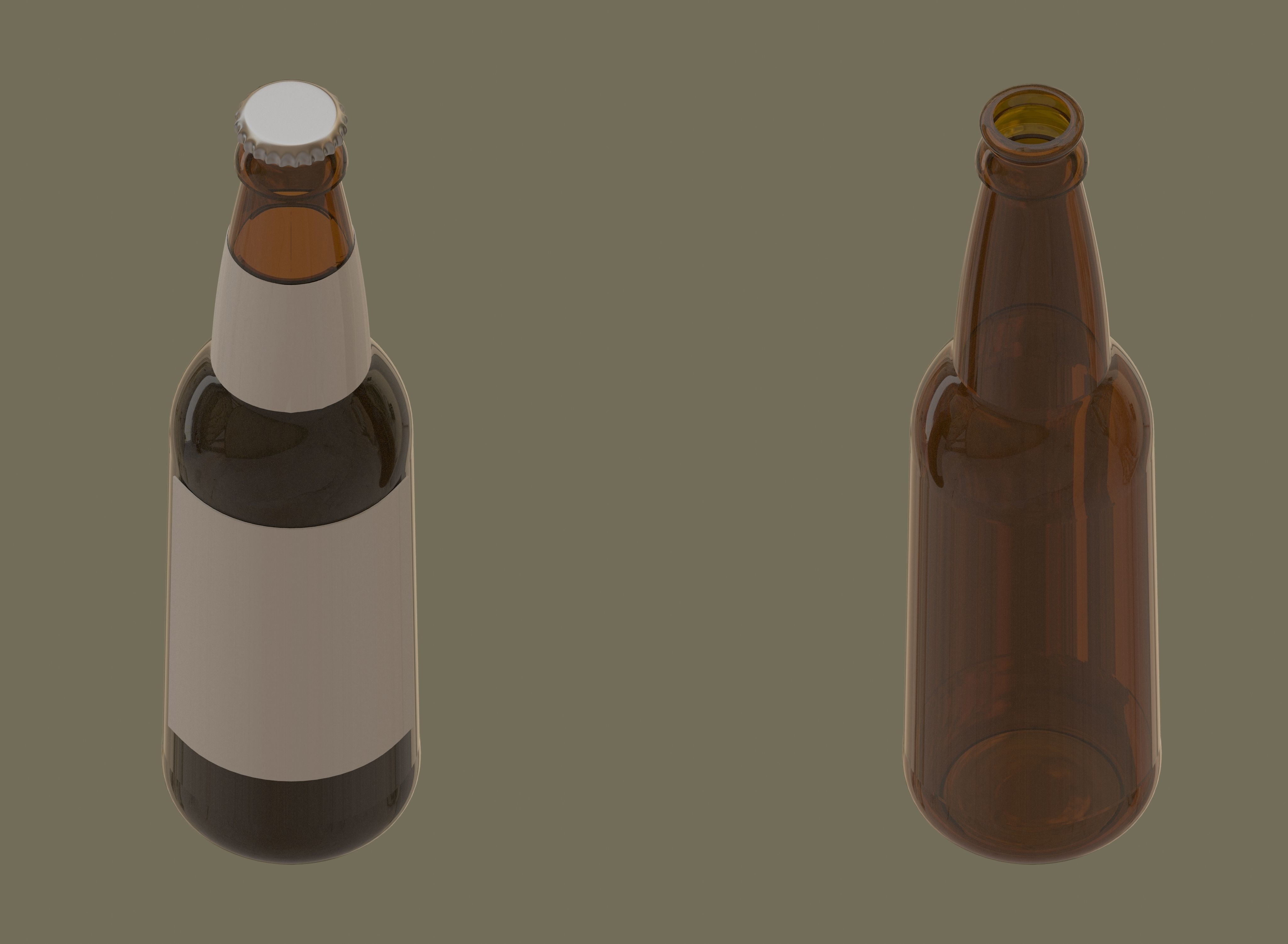 Beer bottles full and empty Low-poly 3D model_1