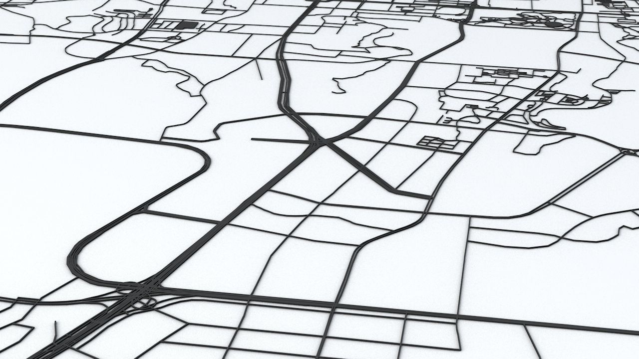 Jinan Road Network and Streets 3D model_6