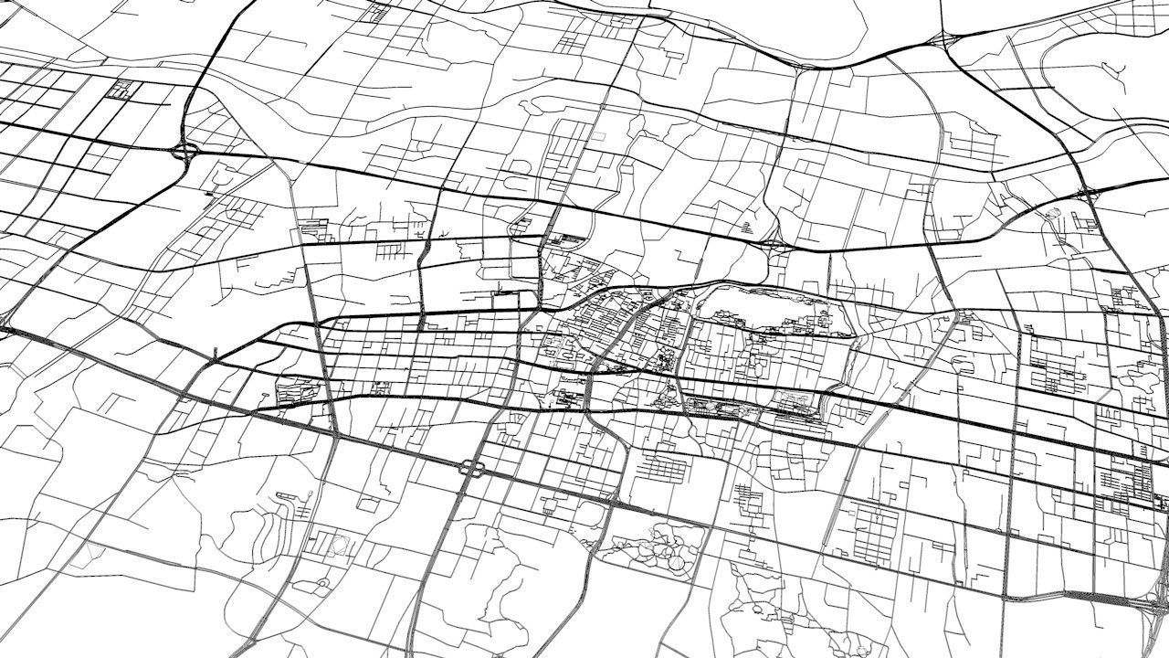 Jinan Road Network and Streets 3D model_10