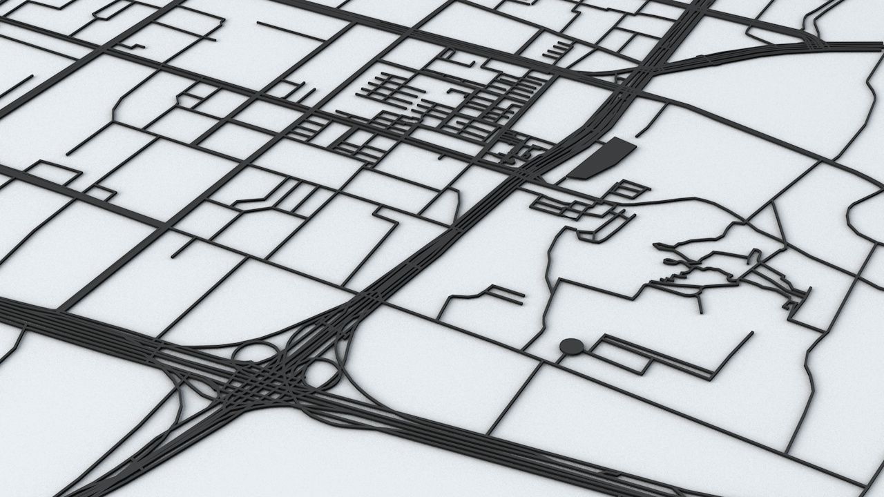 Jinan Road Network and Streets 3D model_5