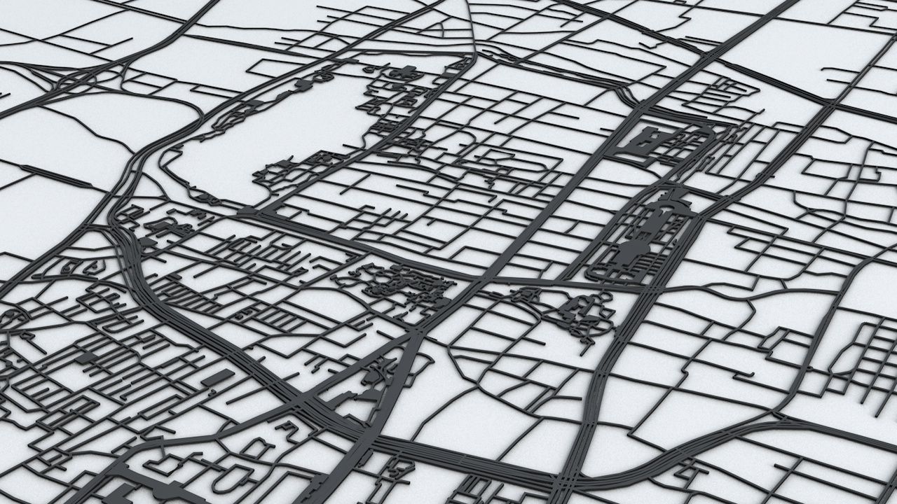 Jinan Road Network and Streets 3D model_4