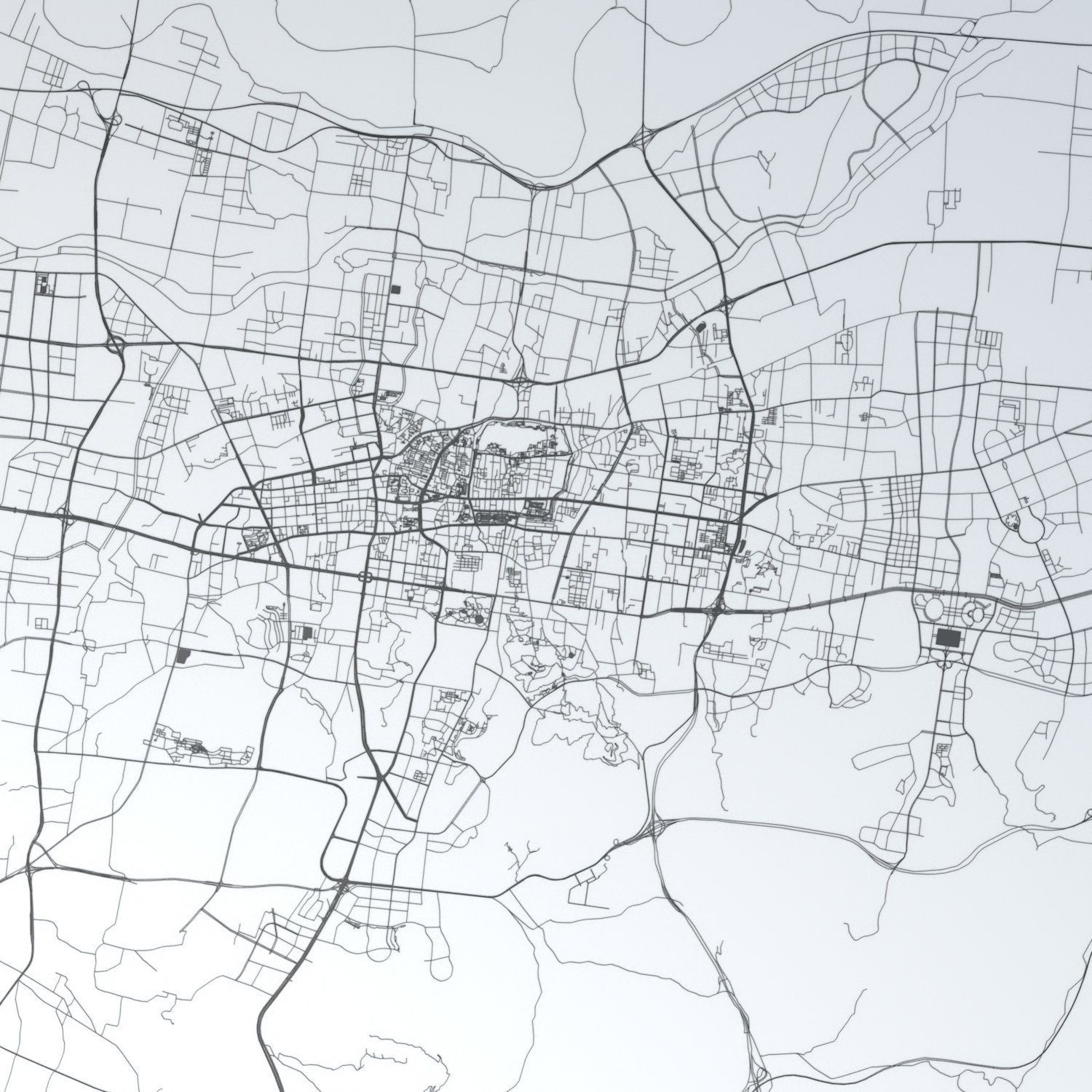 Jinan Road Network and Streets 3D model_1