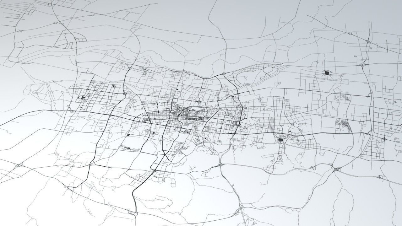 Jinan Road Network and Streets 3D model_3