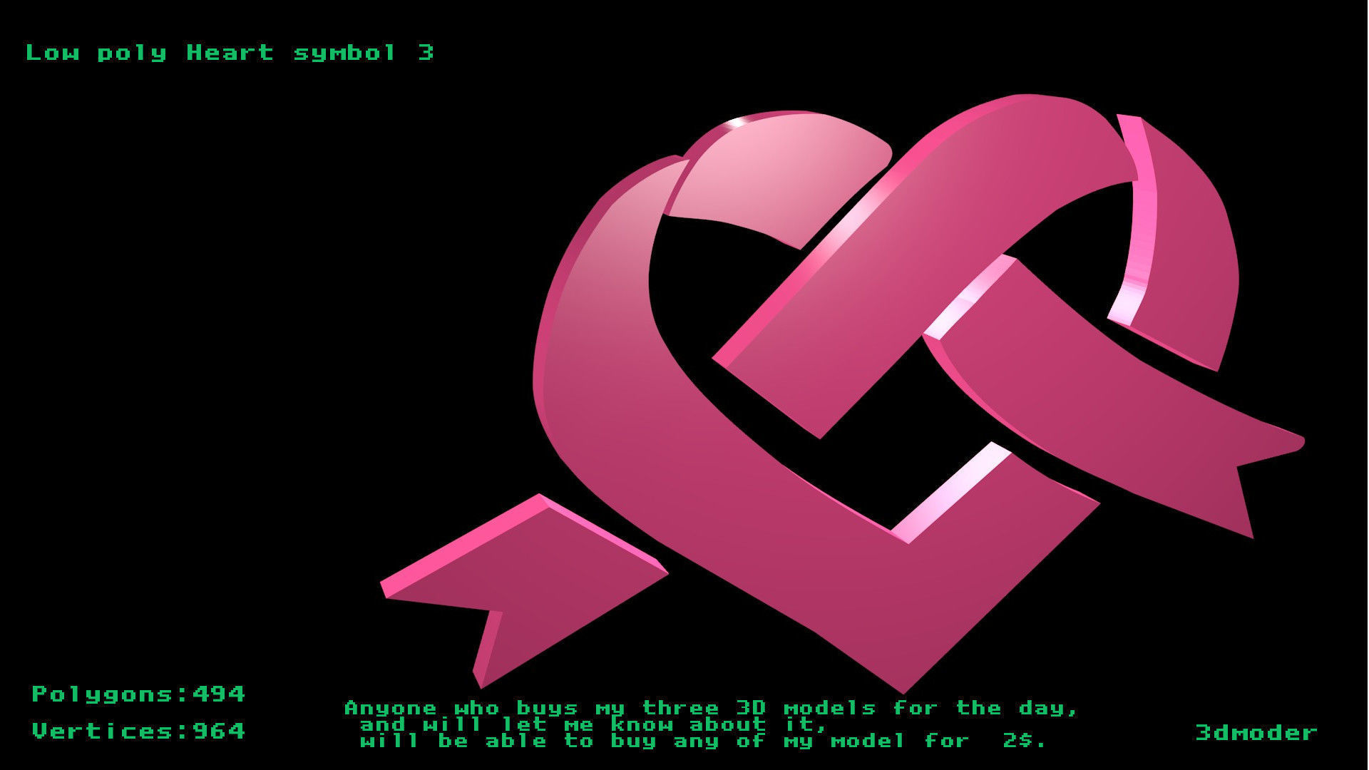 Low poly Heart symbol 3 Free low-poly 3D model_0