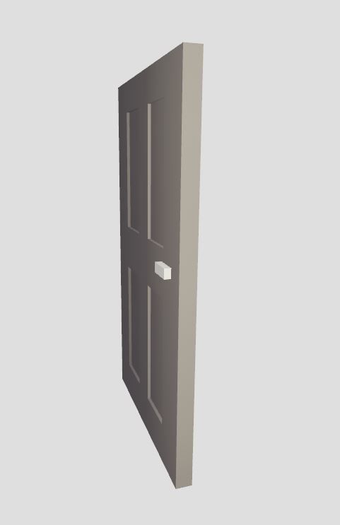 Low Poly Door with four panels Low-poly 3D model_3