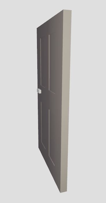 Low Poly Door with four panels Low-poly 3D model_1