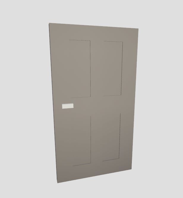 Low Poly Door with four panels Low-poly 3D model_2