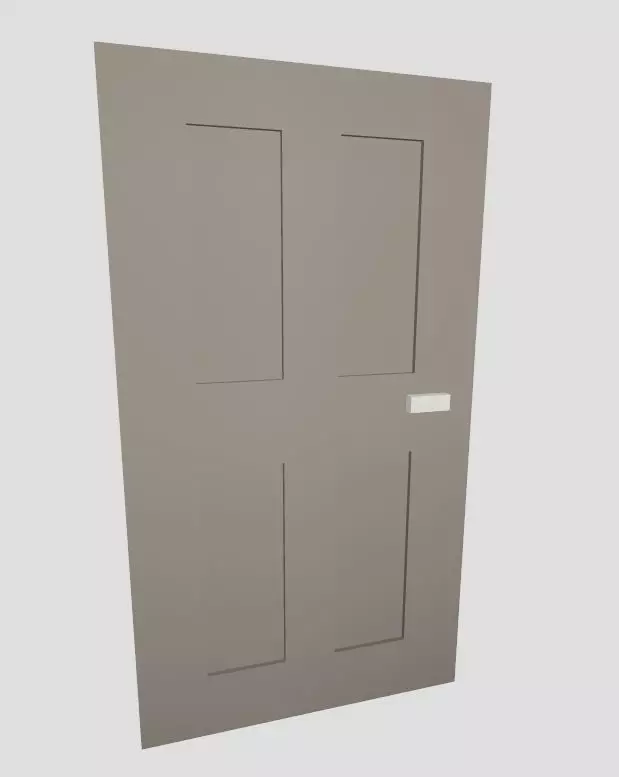 Low Poly Door with four panels Low-poly 3D model_0