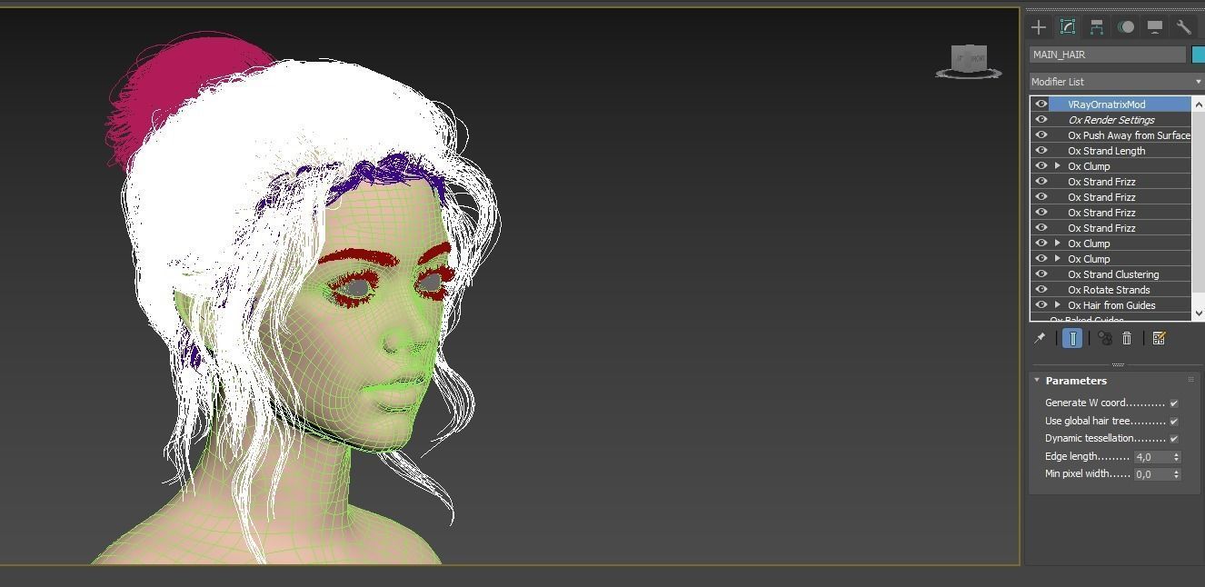 Female realistic hairstyle Ornatrix Alembic Hair Groom Plugin  3D model_9