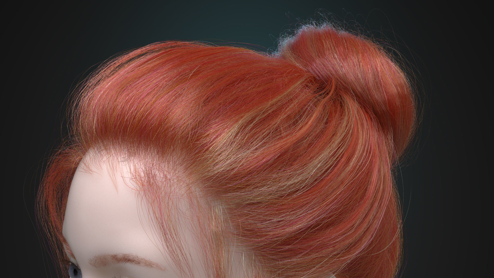 Female realistic hairstyle Ornatrix Alembic Hair Groom Plugin  3D model_5