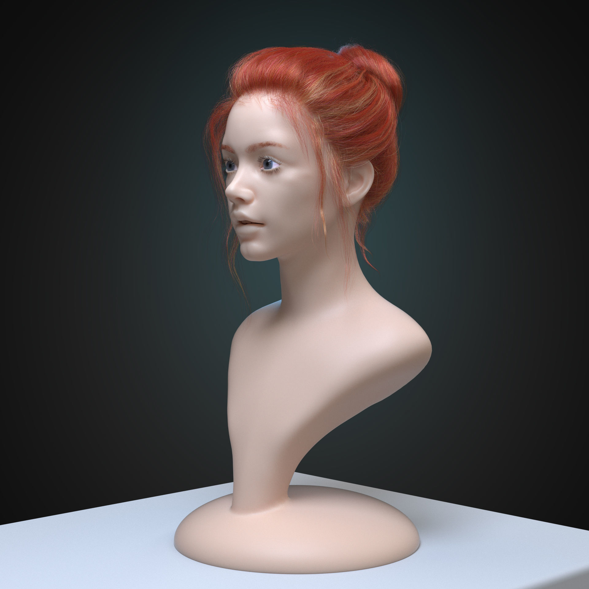Female realistic hairstyle Ornatrix Alembic Hair Groom Plugin  3D model_8