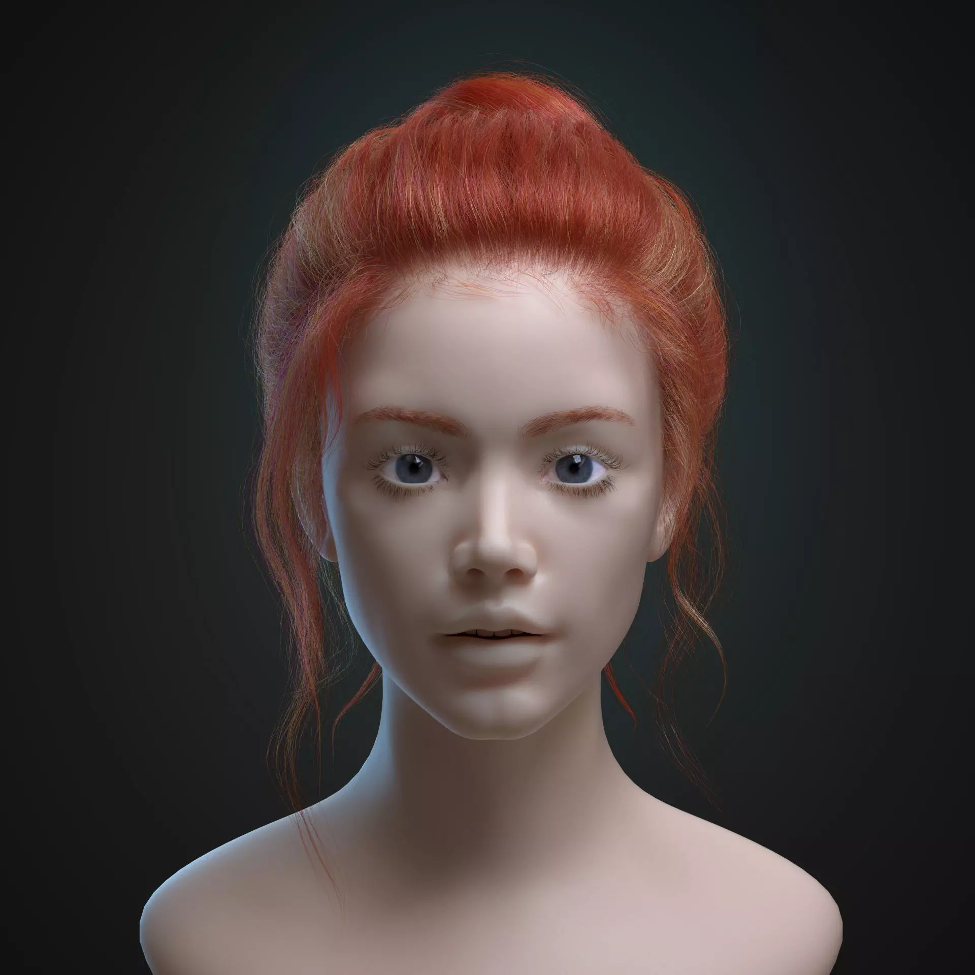 Female realistic hairstyle Ornatrix Alembic Hair Groom Plugin  3D model_0