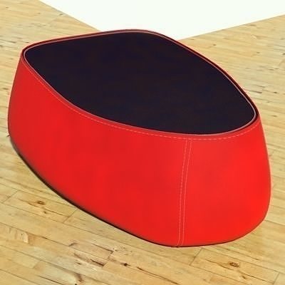 Fjord medium pouf stone red black 3D model