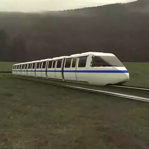 Monorail Train with Track 3D model