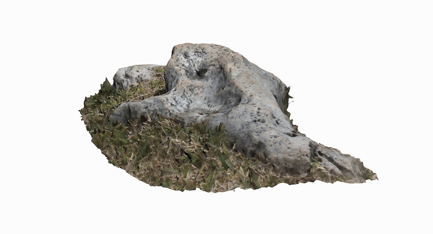 Grassy Rock Low-poly 3D model_3