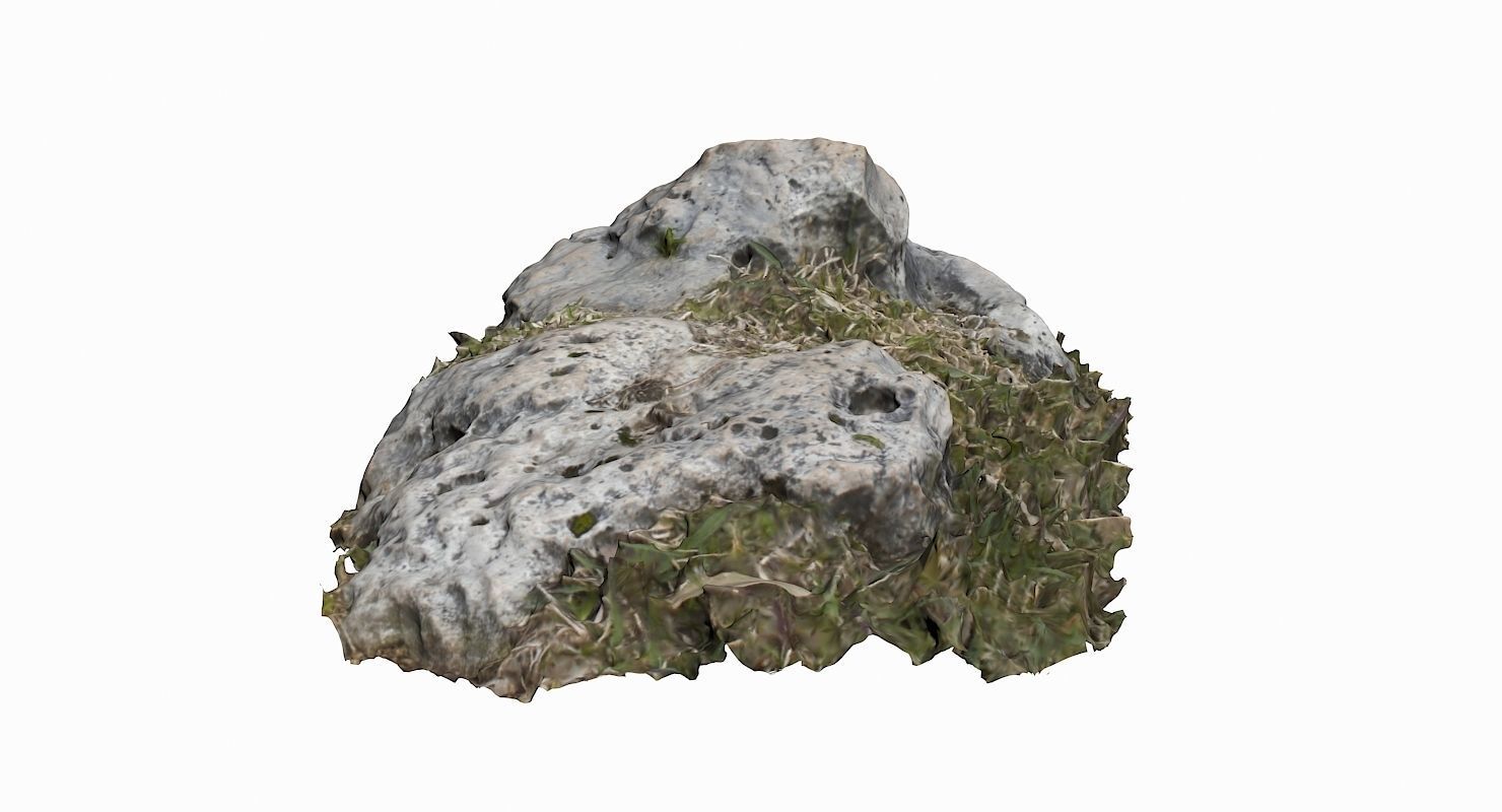 Grassy Rock Low-poly 3D model_6