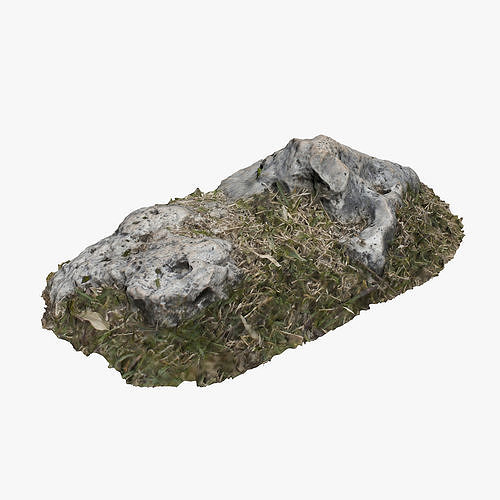Grassy Rock Low-poly 3D model
