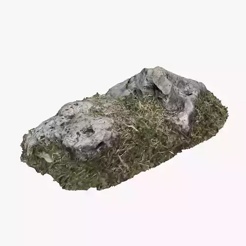 Grassy Rock Low-poly 3D model