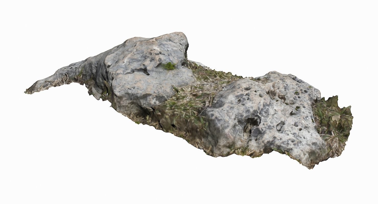 Grassy Rock Low-poly 3D model_5