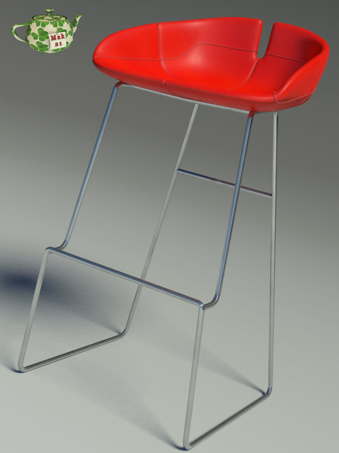 Fjord bar Stool high red 3D model_7