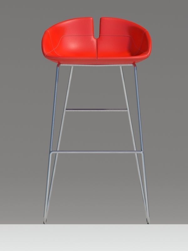 Fjord bar Stool high red 3D model_2