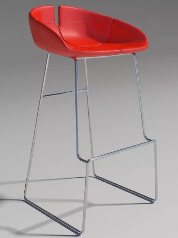 Fjord bar Stool high red 3D model_0