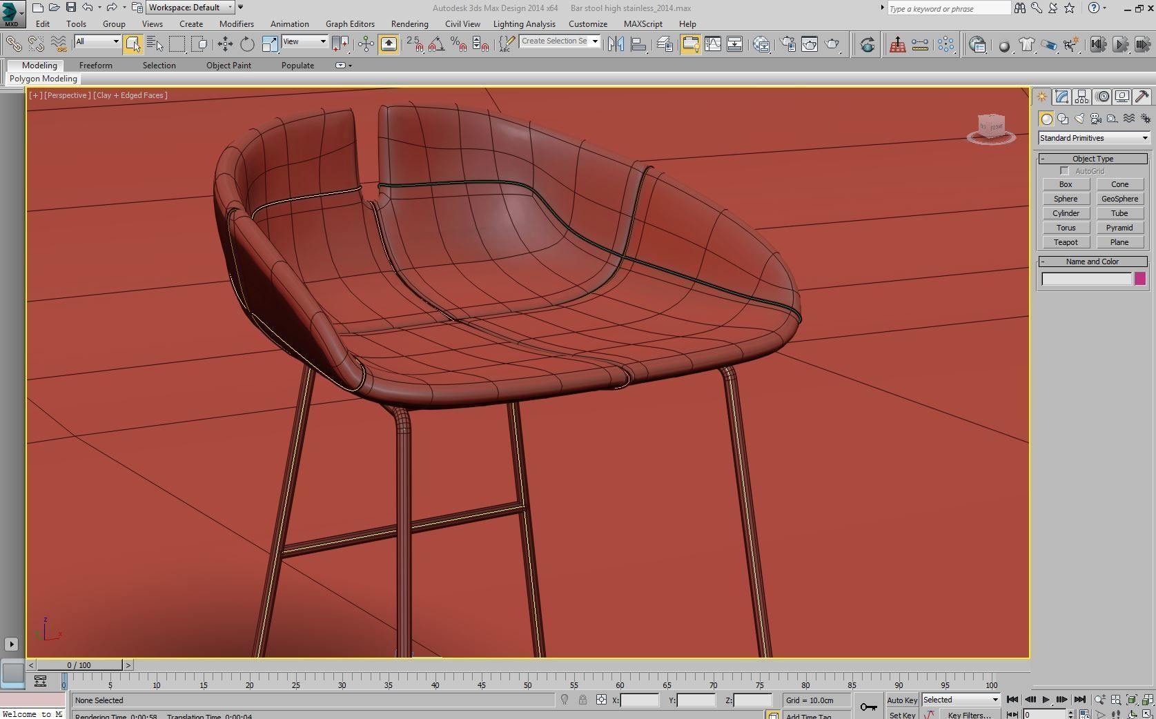 Fjord bar Stool high red 3D model_5