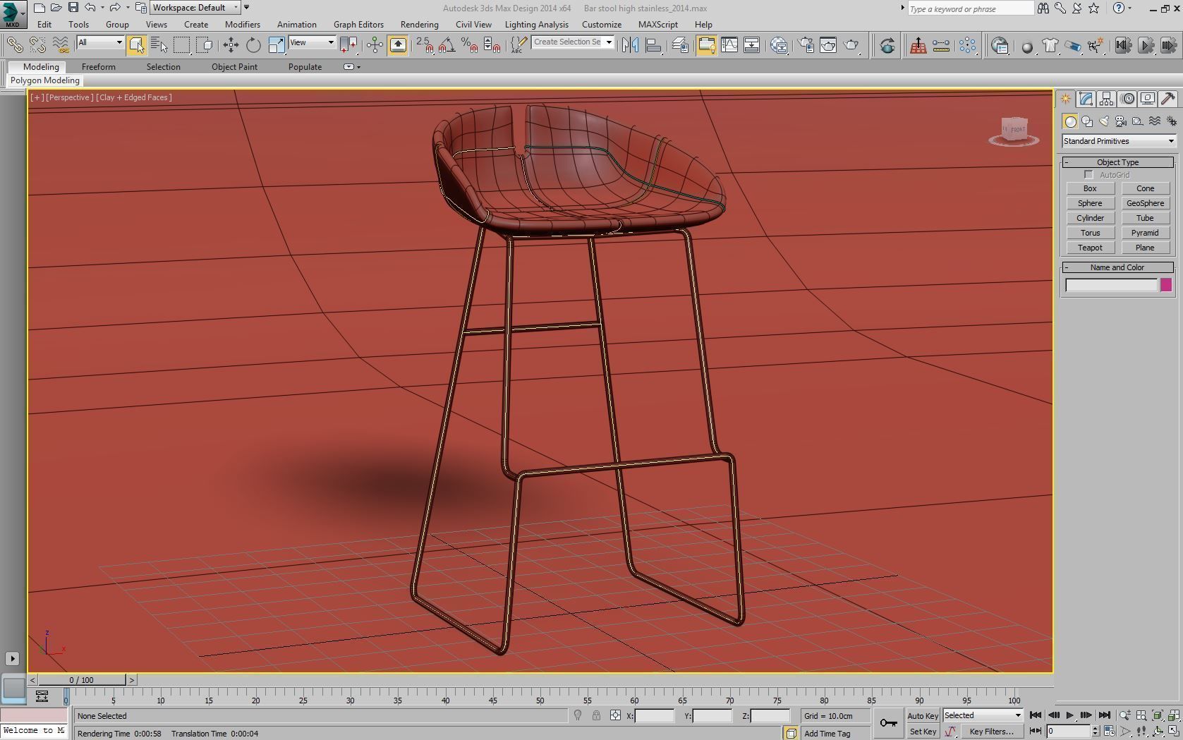 Fjord bar Stool high red 3D model_6