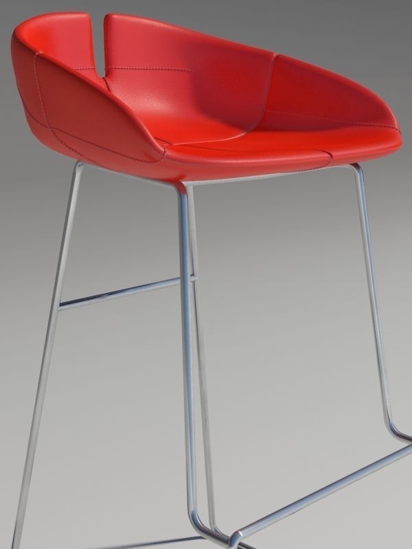 Fjord bar Stool high red 3D model_4