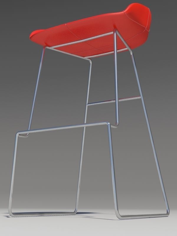 Fjord bar Stool high red 3D model_3