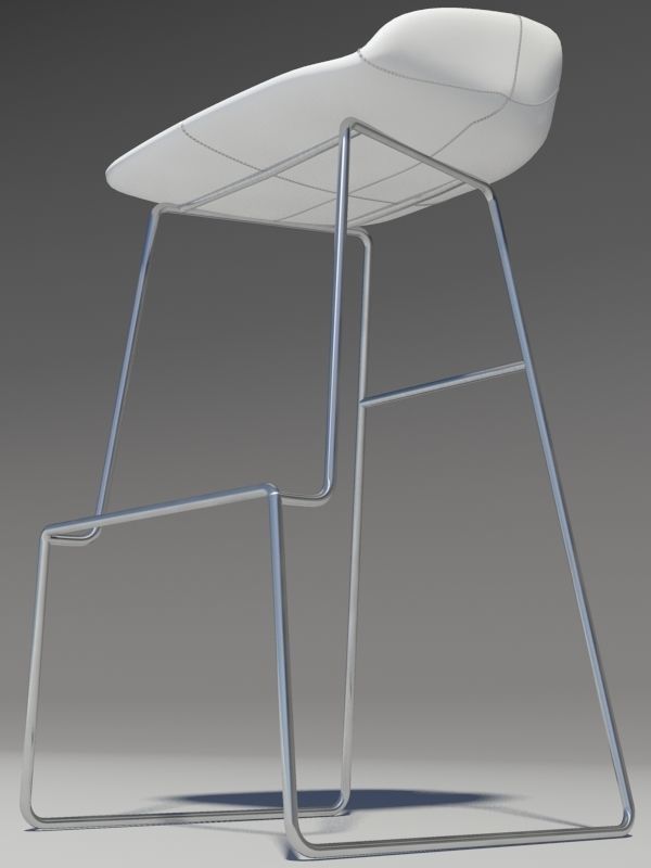 Fjord bar Stool high white 3D model_3