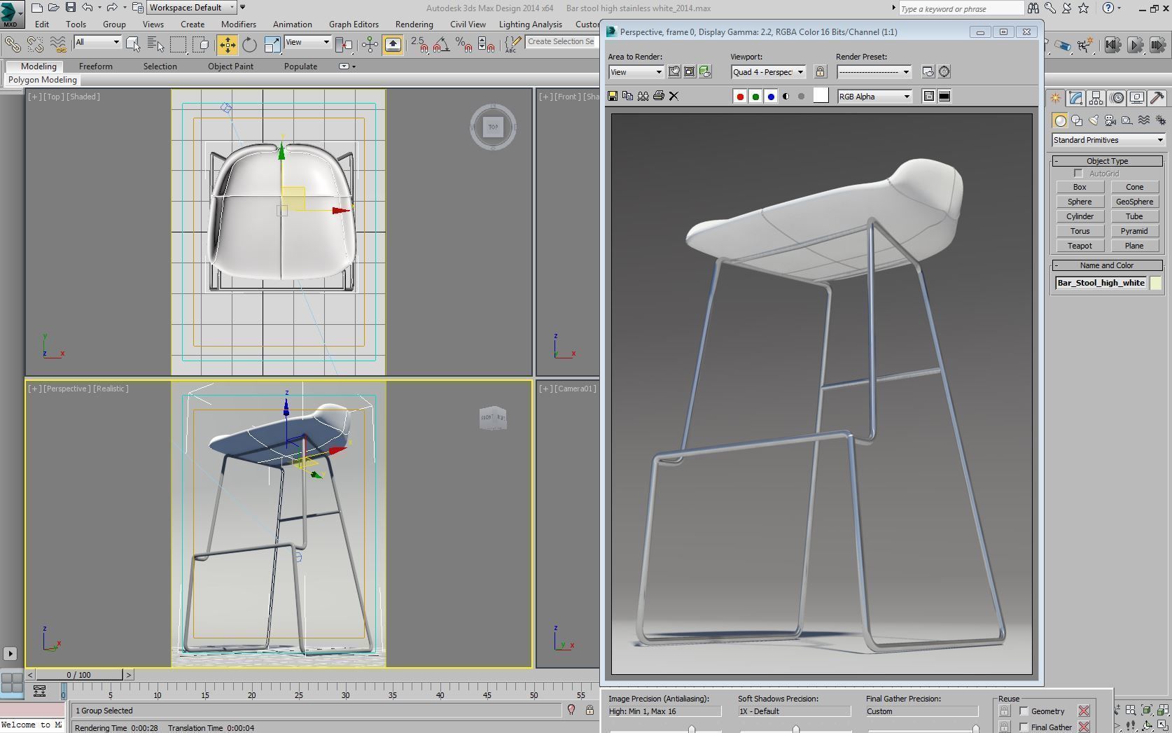Fjord bar Stool high white 3D model_6