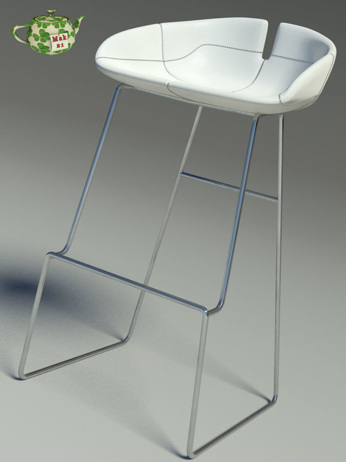 Fjord bar Stool high white 3D model_5