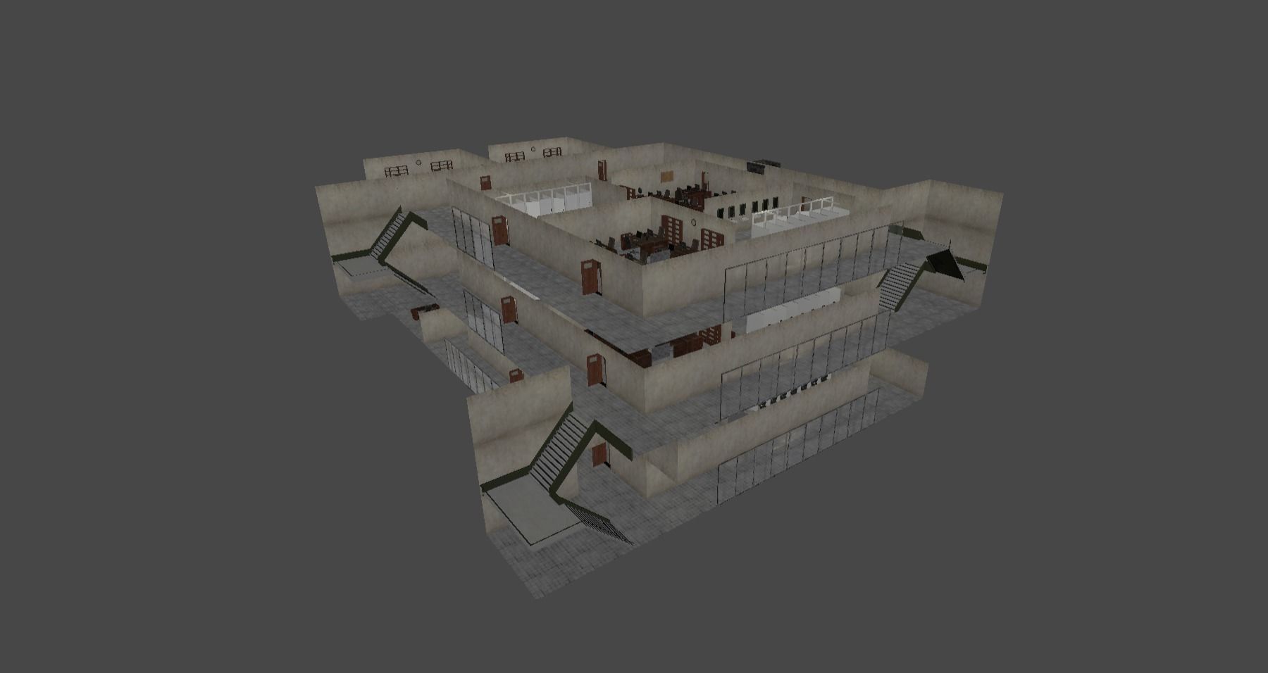 HQ Modular Old Office Low-poly 3D model_8