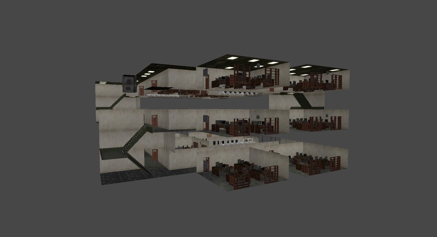 HQ Modular Old Office Low-poly 3D model_7