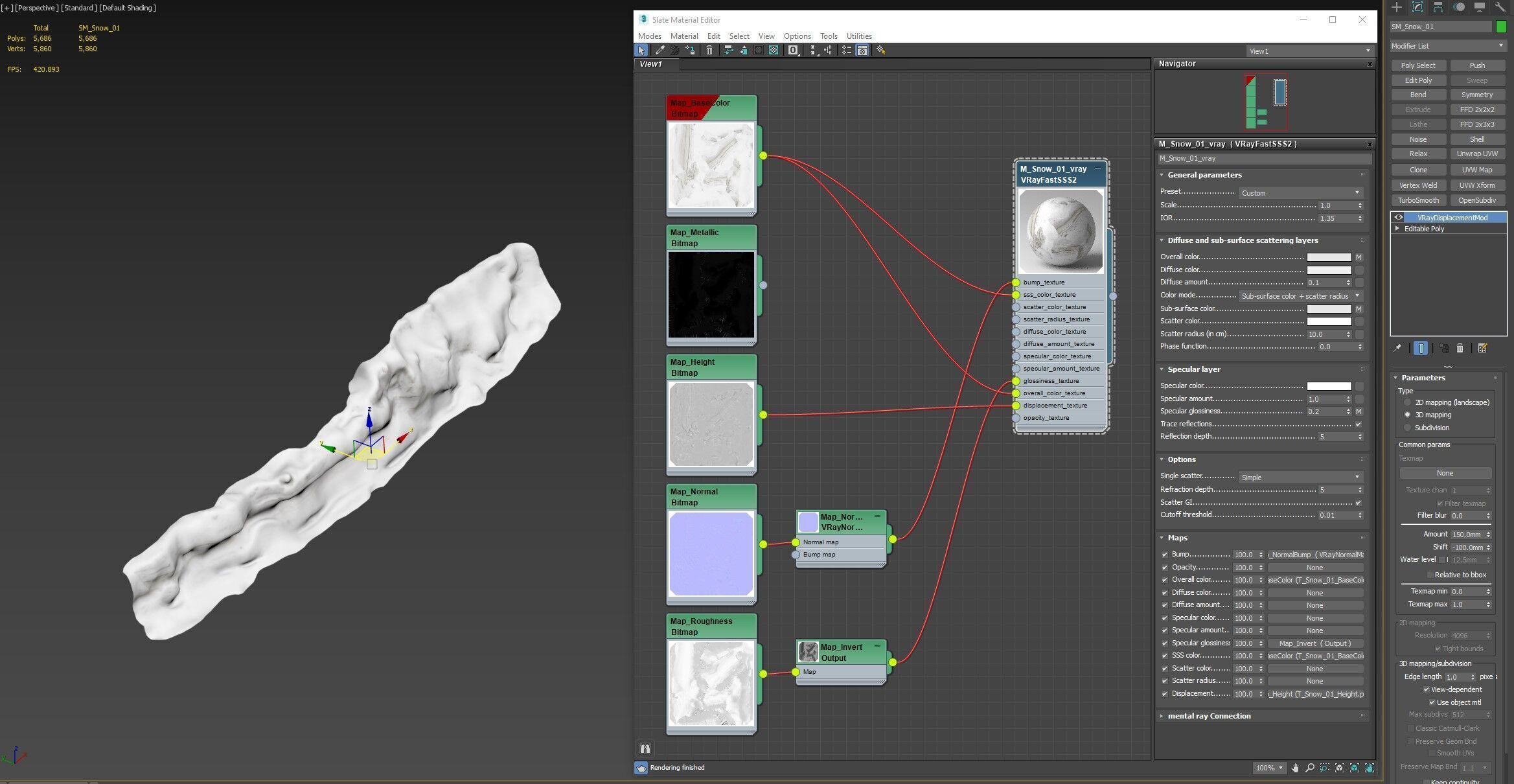 Snow 01 PBR Low-poly 3D model_7