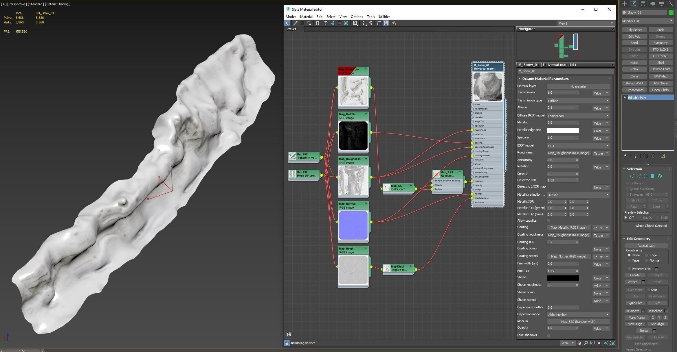 Snow 01 PBR Low-poly 3D model_8