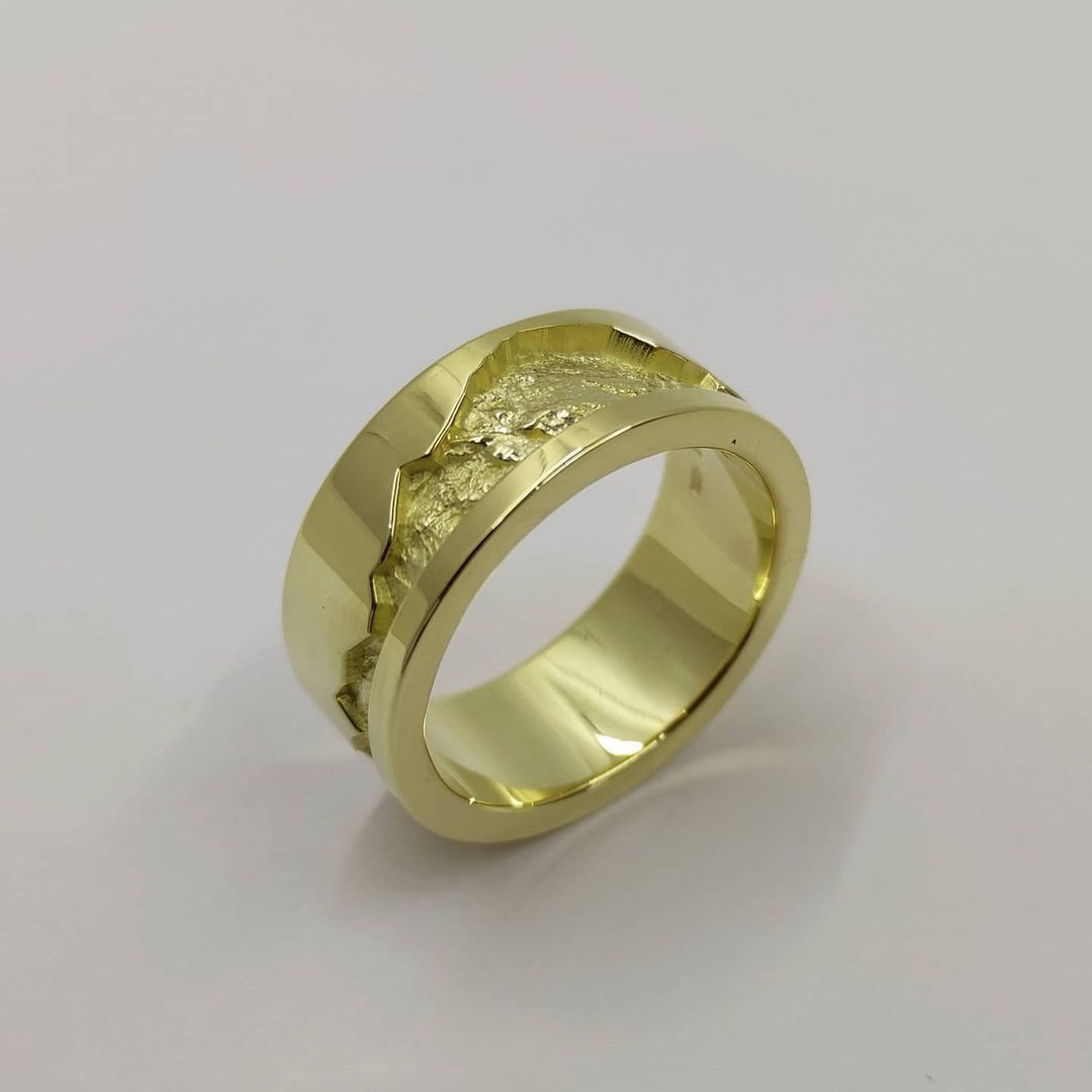 ring with mountains 3D print model_2