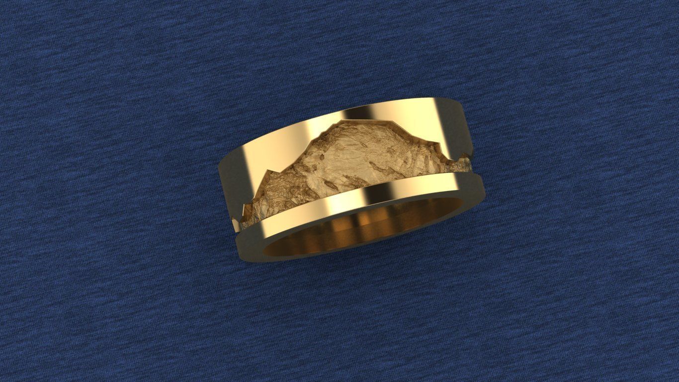 ring with mountains 3D print model_6