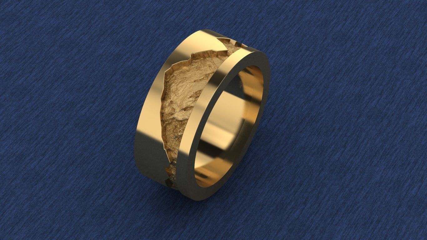 ring with mountains 3D print model_5