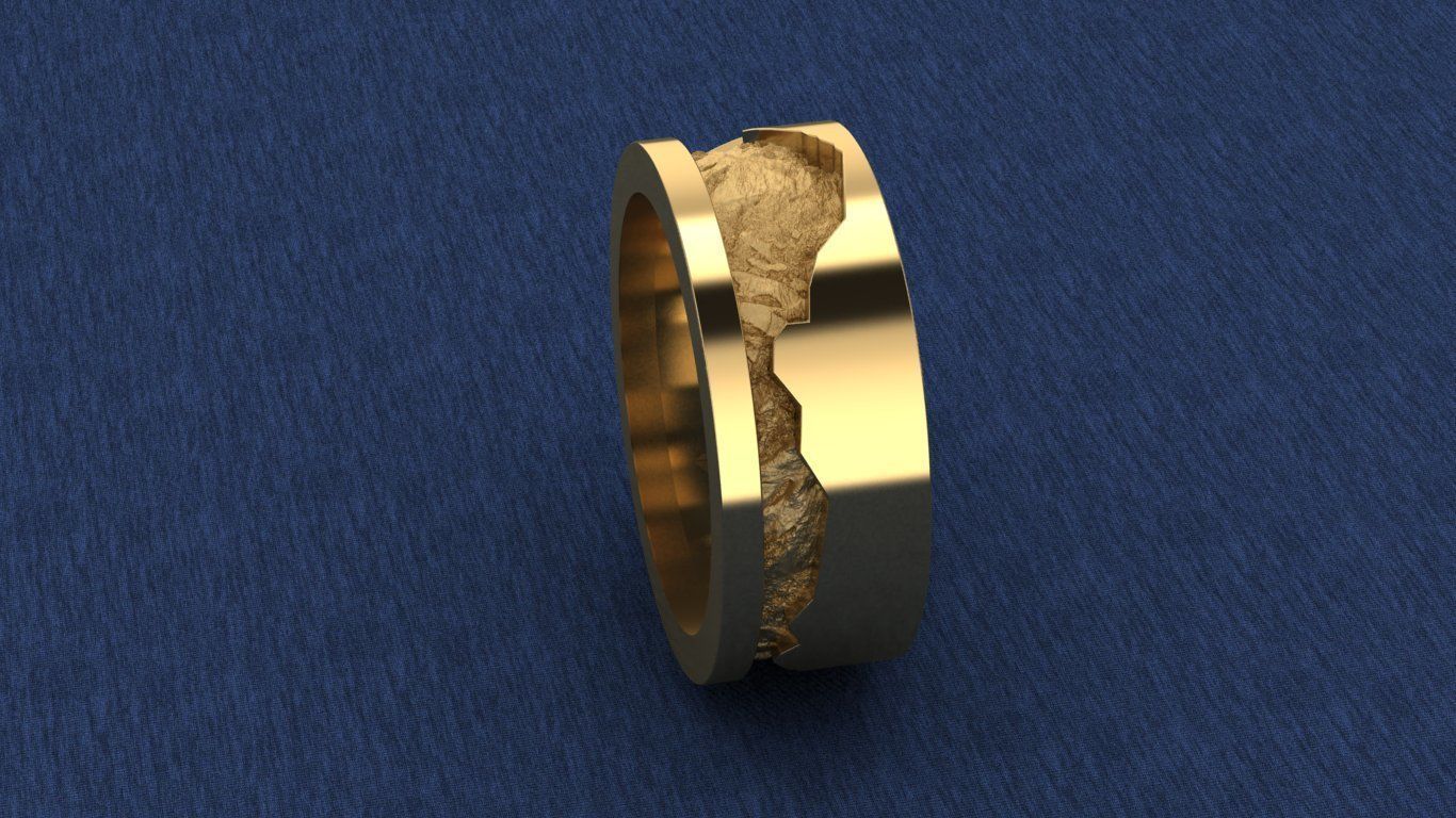 ring with mountains 3D print model_4