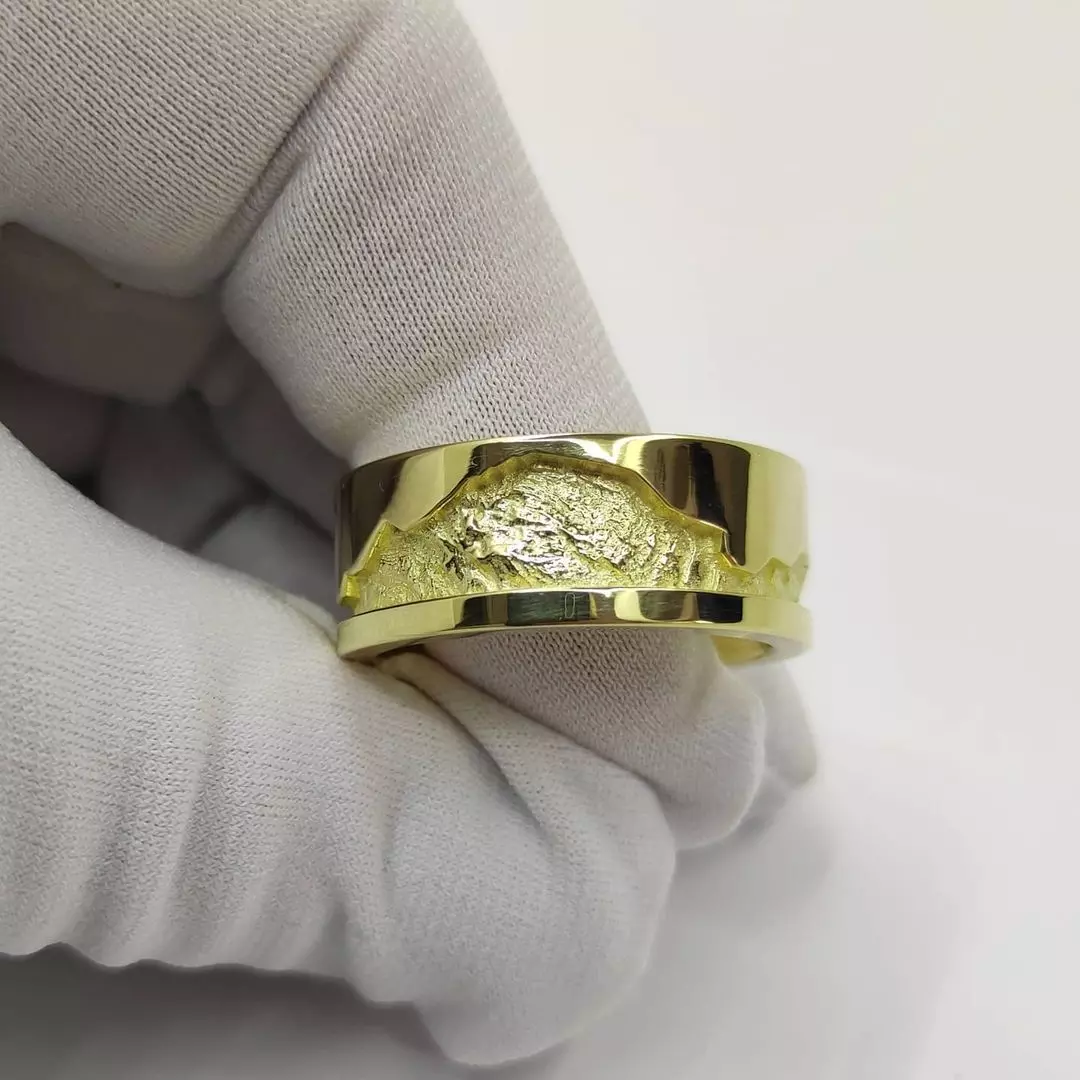 ring with mountains 3D print model_0