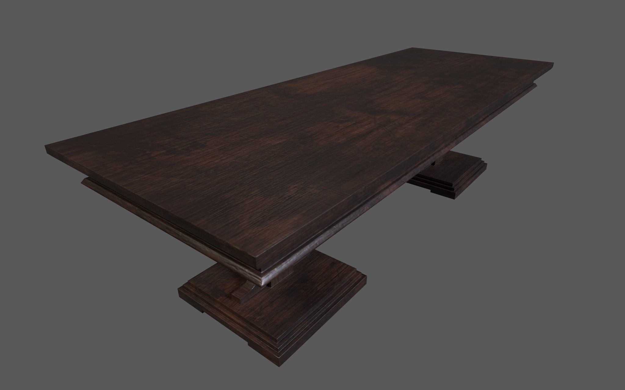 Table coffee with two pedestals Low-poly 3D model_4