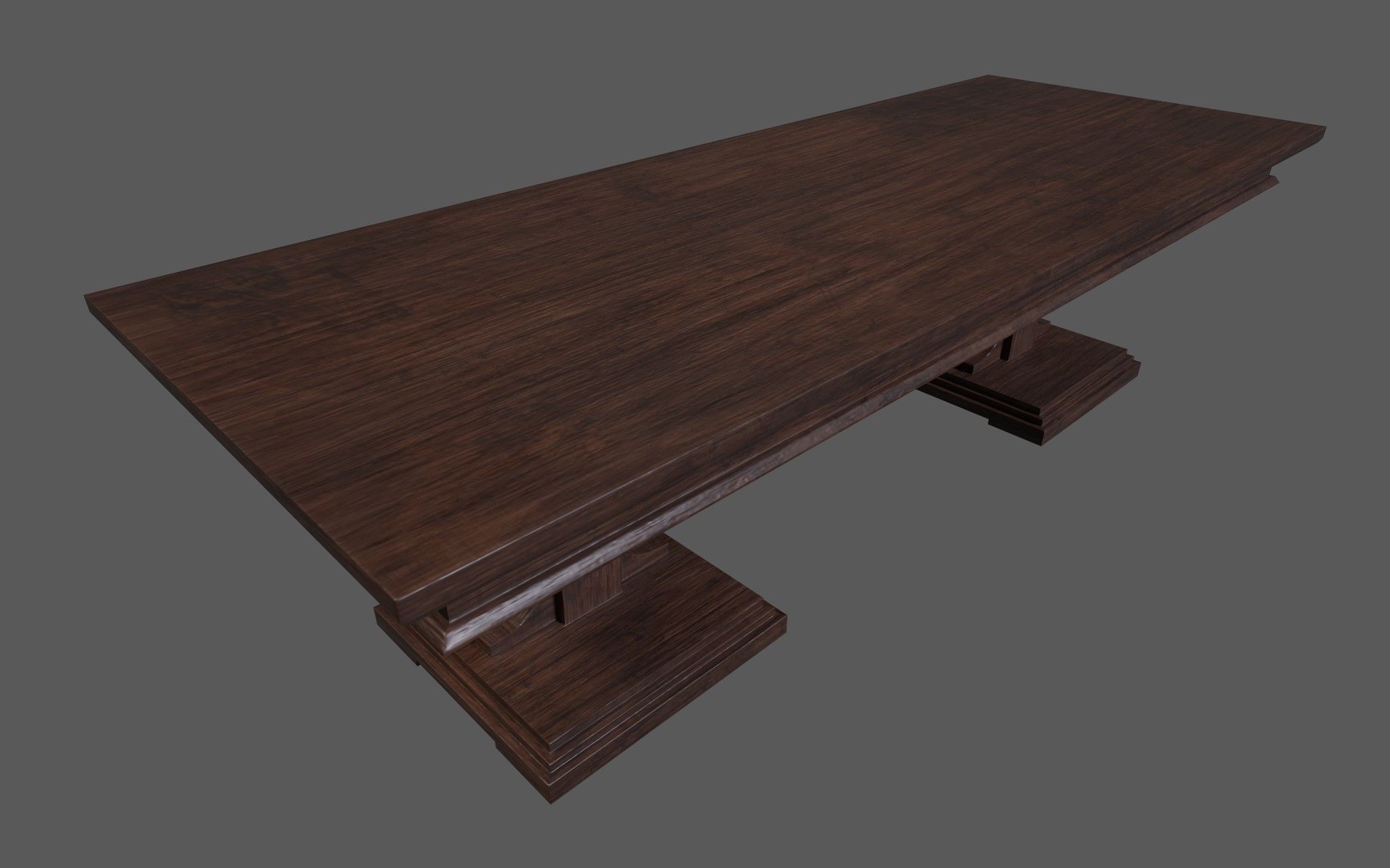 Table coffee with two pedestals Low-poly 3D model_1