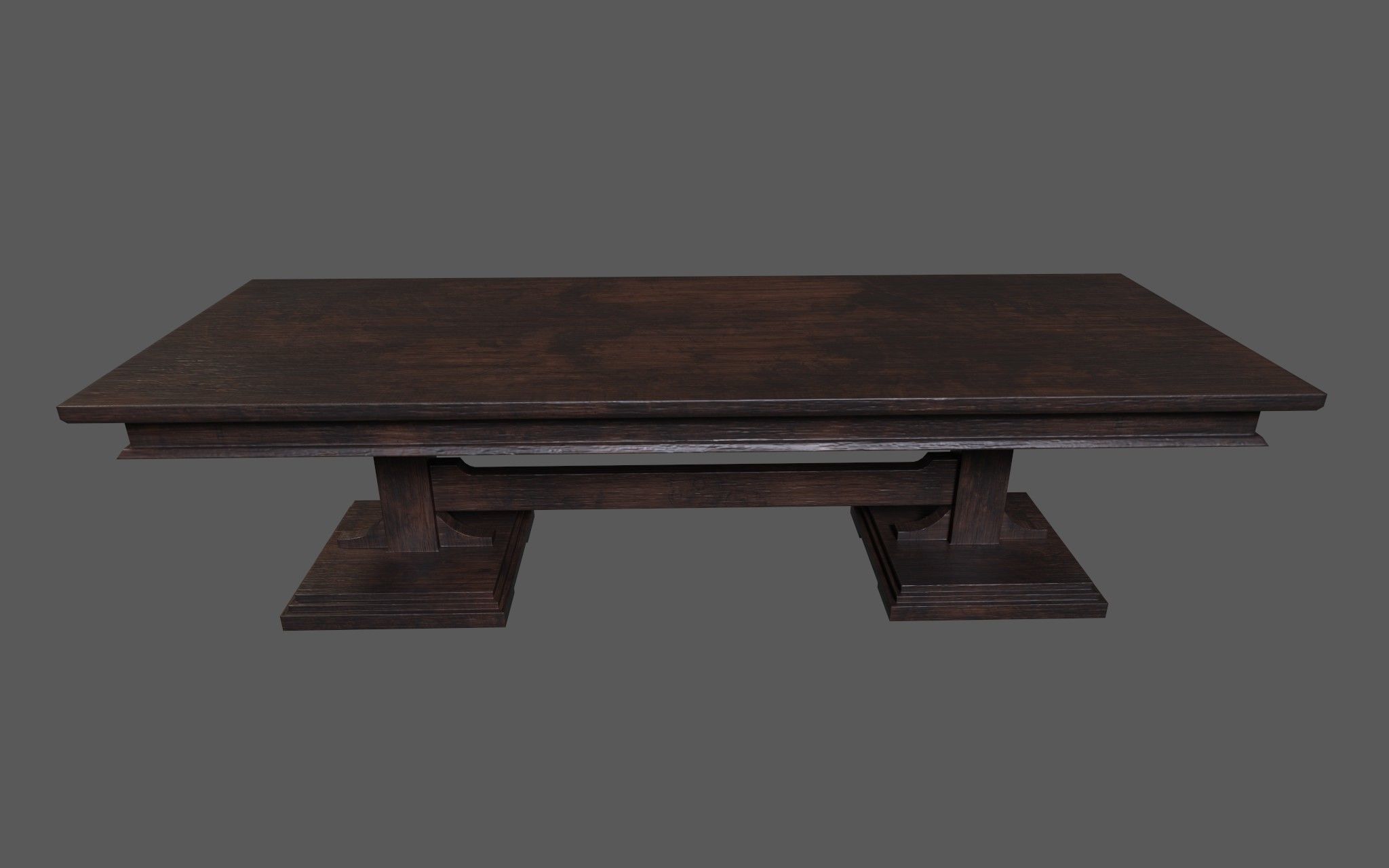 Table coffee with two pedestals Low-poly 3D model_5