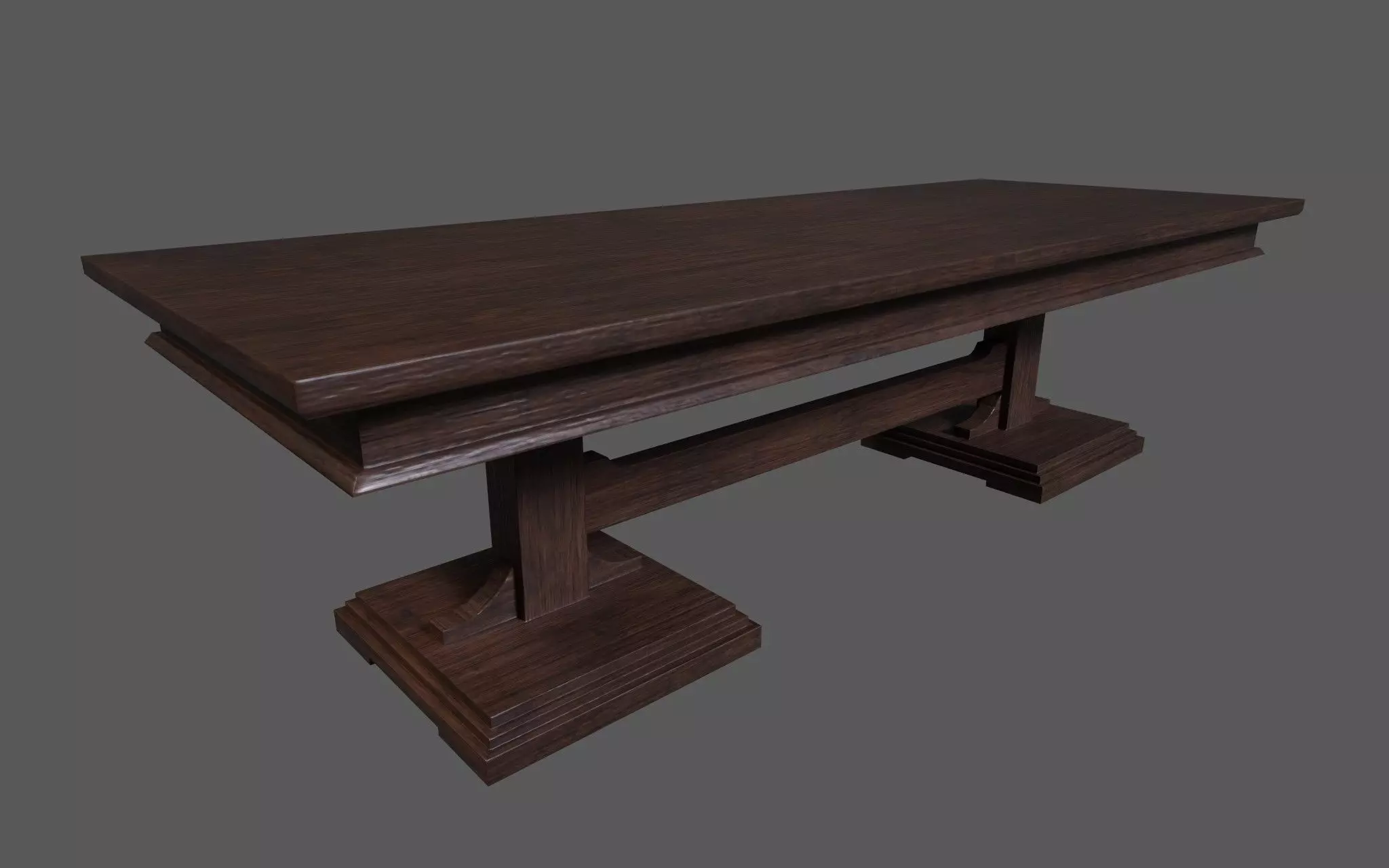 Table coffee with two pedestals Low-poly 3D model_0