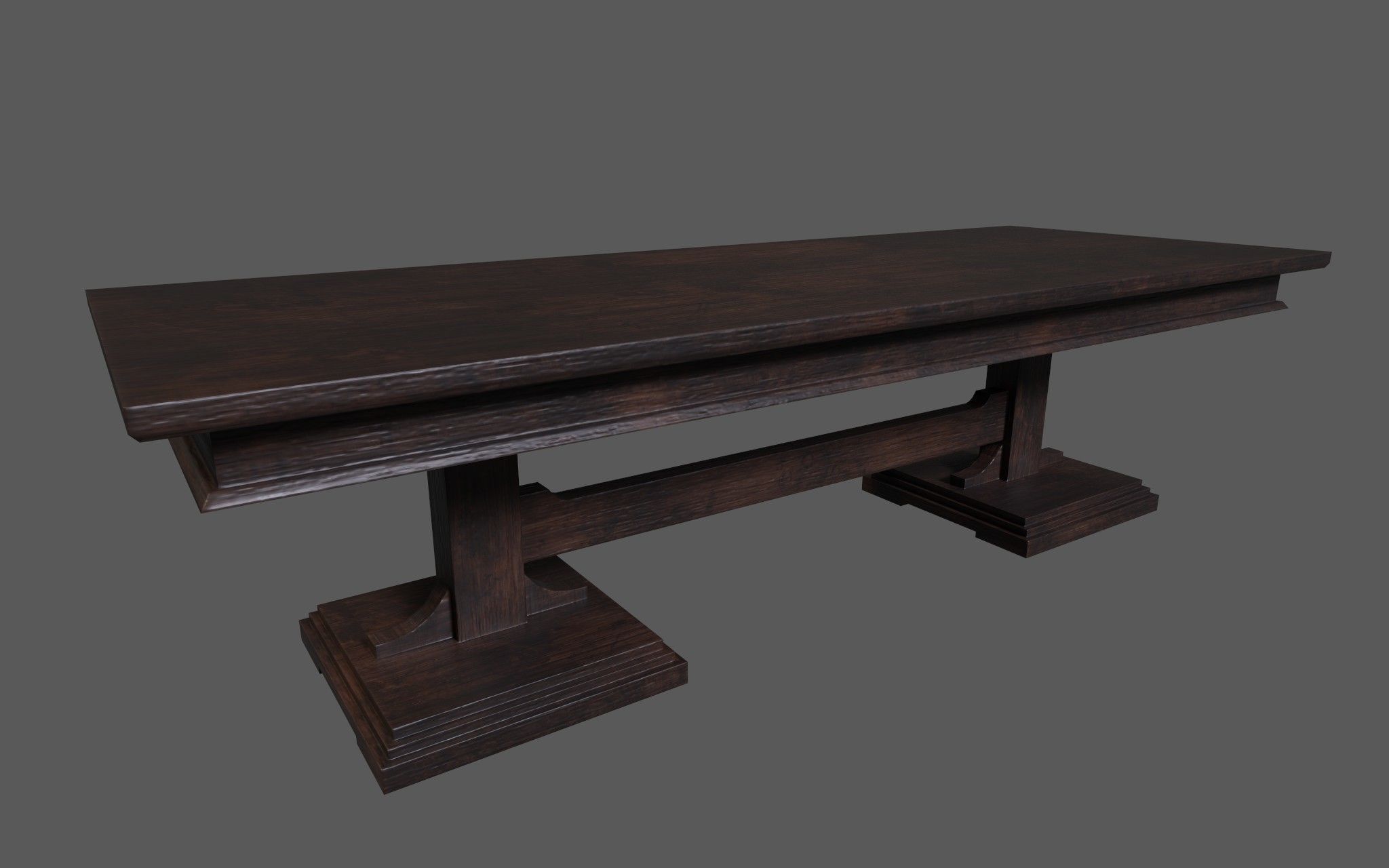 Table coffee with two pedestals Low-poly 3D model_3