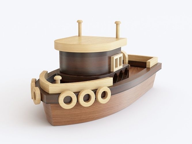 Wooden toy ship 04 3D model