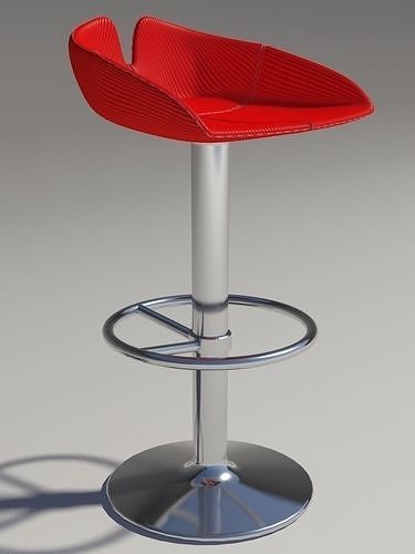 Fjord Stool circle red revolving 3D model